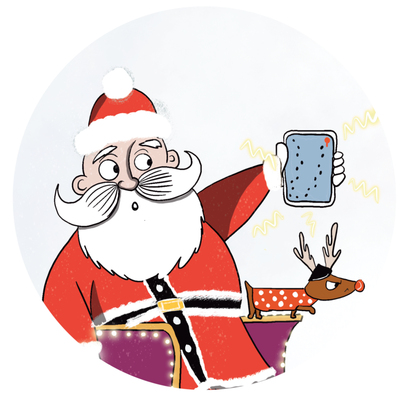 Santa Claus receiving alert from his imposteradar